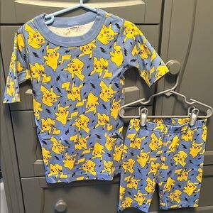 Hanna Andersson Blue and Yellow Pajama Set with Pikachu Design